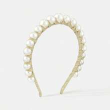 - Emma Pearl Statement Headband Large Pearl Fashion Headband For Women Bridal Hair Accessory Wedding Party Formal And Dressy Occasions - White - View 1