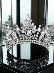 1pc Luxury Gold Bridal Crown Headpiece, Suitable For Wedding, Birthday Party, Photography