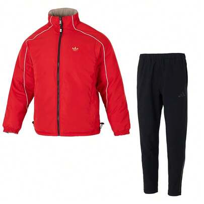 Adidas Conjunto deportivo para hombre LNY REV: chaqueta de algodón, corte holgado, reversible; pantalón largo SL WARM PNT, de pierna recta, forrado con forro polar, tejido plano, ideal para correr al aire libre (KA0822+KA1301).
