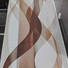 2PCS Elegant Dark Curtains With Brown And Brown Wave Print Patterns, Suitable For All Seasons Decoration, Suitable For Living Rooms, Bedrooms.Machine Washable, Pole Pocket Design, Suitable For Curtains In Living Rooms,90gsm