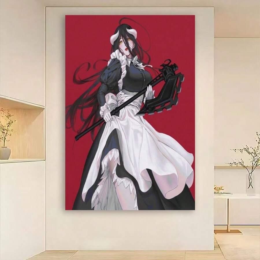 Framed Anime Poster Overlord Albedo Poster Elegant Room Aesthetic Canvas Art Posters And Wall Art Pictures Printed Modern Home Bedroom Decoration Modern Art Room Decoration For Bedroom, Living Room, Corridor, Office, Ideal Gift, Canvas Printing   Room Decor - Đóng khung - Xem 1