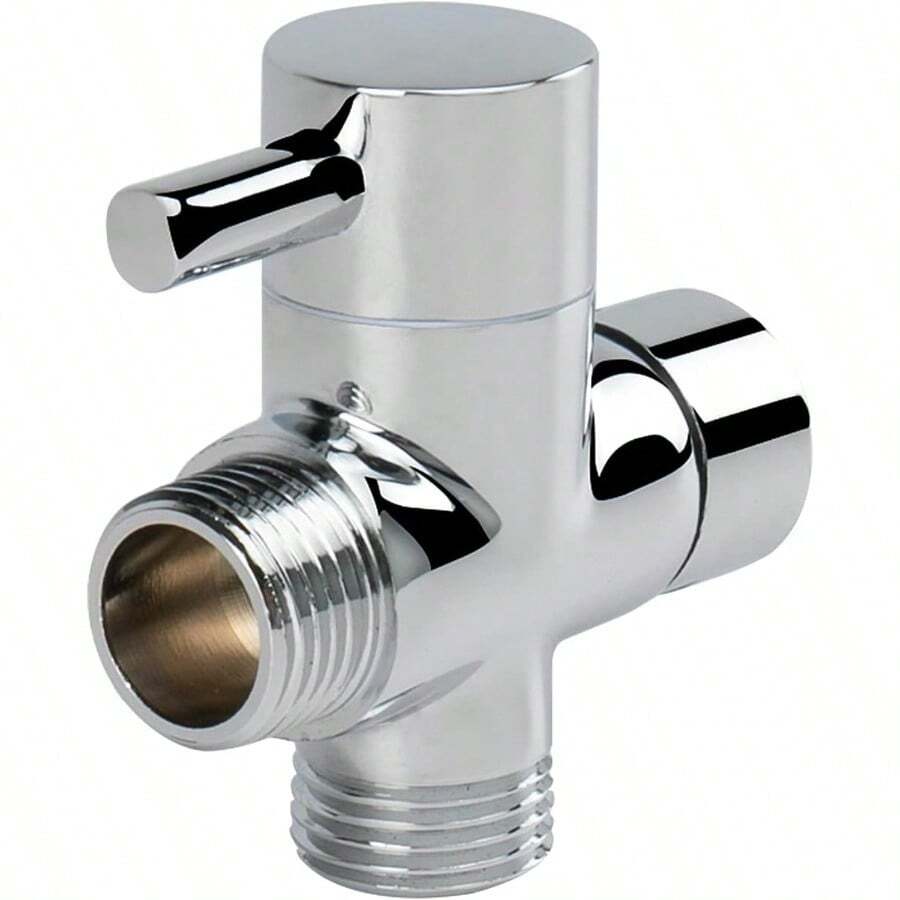 1/2" Solid Alloy Shower Arm, Universal 3-Way Diverter Valve, Suitable For Handheld And Fixed Shower Heads, Replacement Adapter Component (Chrome Plated Surface) - Chrome Finish - View 1
