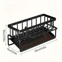 1PC Kitchen Sink Sponge Drain Rack, Self-Draining Kitchen Sink Organizer, Sink Rack, Can Hold Dish Brushes, Dishcloths, Soap, Cleaning Supplies, Baskets And Containers For Kitchen Organization. - Black - View 5