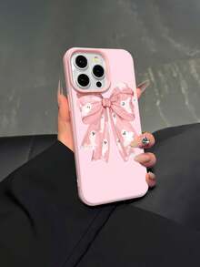 Funda para teléfono con diseño de lazo de fantasma, compatible con  17,  16 Pro Max,  15 Pro Max,  13 y  12. Funda protectora suave y antideslizante con un bonito diseño en tonos pastel, ideal para regalar en Halloween a amigos, familiares y seres queridos. - Rosa - Ver 4