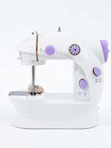 Máquina de coser eléctrica de tamaño pequeño, con función de doble velocidad, para utilizar dos hilos simultáneamente. Compacta y ligera, ideal para uso doméstico. Una opción perfecta para principiantes. Adecuada para trabajos manuales y reparaciones. - Blanco - Ver 6