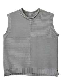 Plus Size Women Pullover Vest, Elegant European & American Style, Versatile Casual Solid Color Crew Neck Sleeveless Knit Sweater Vest, Suitable For Spring, Autumn And Winter