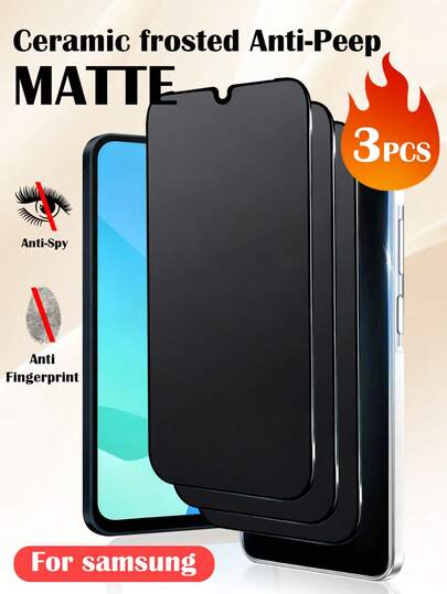 XINHONGYU 3 piezas Protector de pantalla de privacidad compatible con Samsung Galaxy A56, película de privacidad mate de cerámica, protector de pantalla de privacidad flexible de TPU, película protectora de privacidad de cerámica sin vidrio, adecuado para Galaxy A17 A16 A15 A14 A13 A12 A26 A25 A24 A23 A22 A36 A35 A34 A33 A32 A56 A55 A54 A53 A52 A07 A06 A05 A05S A04 A03 Series [No compatible con desbloqueo de huella digital], fácil de instalar, compatible con fundas de teléfono Accesorios esenciales de protección de pantalla, aplicable a protección diaria, oficina, protector de pantalla de teléfono Accesorios a prueba de agua, a prueba de golpes, resistente a arañazos