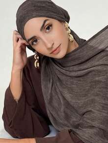 1 件女式渐变大号头巾头巾柔软莫代尔休闲披肩纯色围巾头带长袍配饰女式面纱 - 莫代爾漸層人棉 - 查看 7