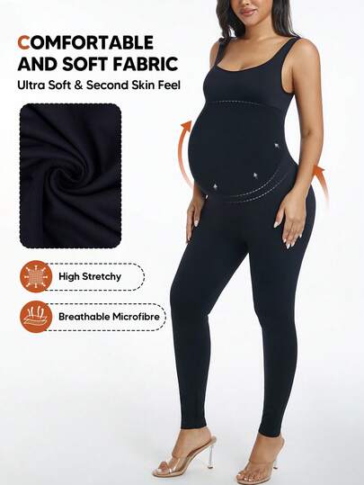 Maternity Solid Color High Elasticity Expandable Belly Full Length Pants