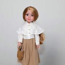 14-Inch Fully Vinyl Coated Girl Doll With Full Outfit And Woven Basket, Casual Style Doll With Smooth Long Hair And Blue Eyes, Cute Girl Toy, Christmas Gift For Friends - The Whole Doll - View 8