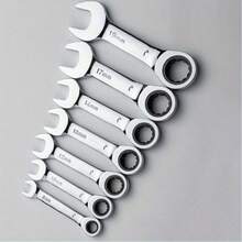 6mm-19mm Short Handle 72-Tooth Ratchet Wrench Socket Set, Nut Repair Tool. Household Short Handle Quick Ratchet Wrench, Mini Combination Open-End & Star Wrench, Bi-Directional Force-Saving Auto Repair Hardware Wrench