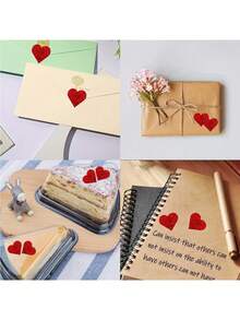 500pcs/Roll Creative Heart-Shaped Stickers, Suitable For Valentine's Day, Birthday, Thank You, Gift Wrapping, DIY Decoration, Non-Adhesive Material Labels - Multicolor - View 5
