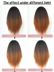 黑色Yaki直发合成蕾丝前假发，13x4蕾丝前假发，适合渐变染发，预挤压成型，24英寸自然色 - 間色 - 查看 9