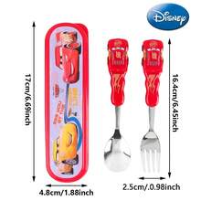 Disney Pixar Cars 3 Lightning McQueen Cartoon Cutlery Set, Including Fork And Spoon, With Storage Box, Made Of Stainless Steel, Suitable For Daily Meals, Thanksgiving And Holiday Home Decor - Style 6 - View 3