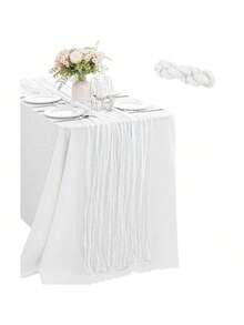 Camino de mesa de gasa navideño de 10 pies, 5 paquetes de 35x120 pulgadas, camino de mesa de gasa para recepción de bodas, fiesta de cumpleaños bohemia, decoración de mesa rústica y romántica para bodas - Multicolor - Ver 31