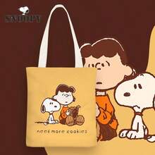 1PC Snoopy Anime Ins Small Fresh Canvas Bag Women's Single Shoulder Simple Student Classroom Bag, Cute Design, Portable Storage, Suitable For Daily Use And Travel, Suitable As A Gift For Friends (Style Random)