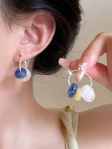 A Pair Of Colorful Candy Bead Earrings, Fashionable Decoration For Women, Contrasting Earrings, Dopamine Sweet And Versatile Ear Accessories - Multicolor - View 2