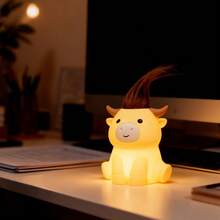 Highland Cow Decor Night Light, Rechargeable And Dimmable Soft Farm Animal Highland Cattle Lamp With Soft Touch,Novelty Highland Cow Party Favors Cute Gifts For Adults Boys Girls Women Men - 高地牛夜燈 - 查看 8