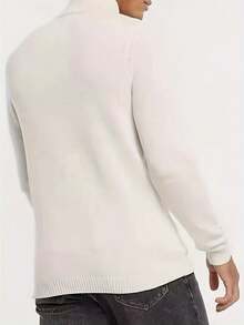 Men's Casual Ribbed Turtleneck Sweater, Suitable For Commuting And Layering, Autumn/Winter - White - View 2