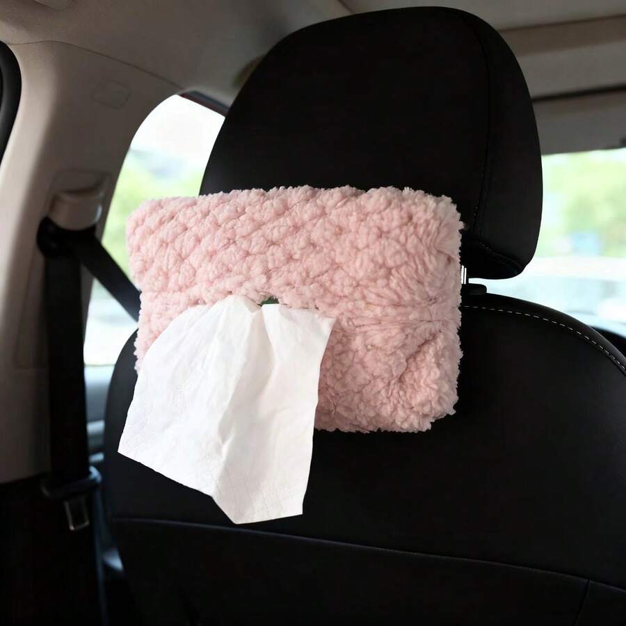 柔软车载毛绒纸巾盒，节省空间 - 均碼 - 查看 1
