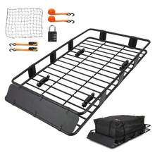 Portaequipajes de techo resistente de 162 x 99 cm con bolsa impermeable para techo de coche, apto para todo tipo de clima, capacidad de 90 kg, cesta portaequipajes para SUV, caravana y furgoneta - Negro - Ver 1