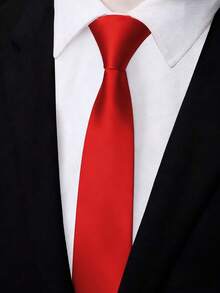 1 pieza Corbata casual de tela de unicolor, adecuada para hombres y mujeres, estudiantes, bodas, padrinos de boda, moda casual y delgada, plateada/negra para vestir para la decoración navideña - Multicolor - Ver 6