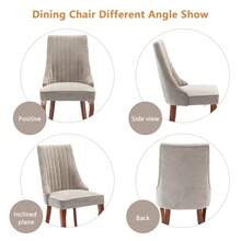 2/4/6 Piece Set Beige Linen Upholstered Dining Chairs, Farmhouse Channel Tufted Dining Chair With Solid Wood Legs For Kitchen,Dining Room. - Màu be - Xem 10