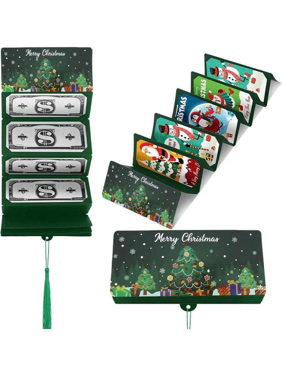 1 Pc Christmas Money Holder Wallet Envelope Christmas Gift Envelope Greeting Card Creative Birthday Folding Cash Holder - Multicolor - View 1
