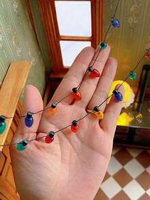 1m Doll House Mini Lights String: 1/12 Scale Miniature Simulation Lights, Suitable For New Year, Easter, Holiday Celebrations, Party Decorations, Scene Models (Light Color Random). PS: This Is A Mini Light String Decoration, Without Lighting Function. - Multicolor - View 2