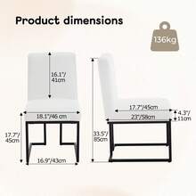 Chummaven Modern Kitchen Dining Chairs Set Of 2 Kitchen Dining Chair In Linen, High Back Design And Metal Legs Suitable For Restaurants And Kitchens, White - White - View 3