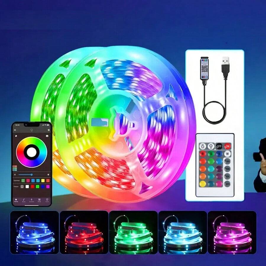 2m-40m LED Strip Lights, App Controlled, Color Changing RGB LED Lights, Flexible Light Strip For Room Decor, TV Backlight