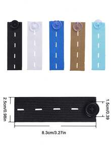 6pcs Adjustable Waistband Extender Buckle, Elastic Button Extenders,Premium Button Extender,Maternity And Overweight Men's Pants Extender,For Loose Pants,Jeans, Trousers, Skirt,Dress,Practical Sewing Tool(Black,White,Blue,Dark Blue,Light Blue) - Multicolor - View 2