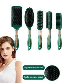 4pcs Set - 1 Pointed Tail Comb, Massage Comb, Air Cushion Comb, Styling Comb, Multi-Functional Combs, Wide-Tooth Comb, Curling Comb, Straight Comb, Anti-Static Massage Device, Grooming Brush, Plastic Hair Brush, Suitable For Thick/Curly/Fine/Long/Short Hair, For Men & Women, Practical Hair Care SPA Massage Brush, Home Use Curling Comb, Body Care, Travel, Outdoor, Sports, Office, School, Hair Clips, Hair Accessories - Gilded - View 8