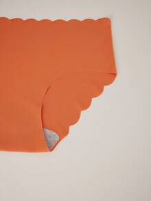 5 piezas de bragas de mujer de tiro bajo con dobladillo ondulado - Tela suave y elástica, colores sólidos ropa interior cómoda para uso diario, pantis triangulares para uso casual - Multicolor - Ver 4