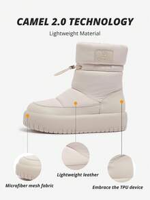 CAMEL CROWN Bread Snow Boots Mid-Tube Thick Sole Cold-Resistant Plus Velvet Thickened Cotton Shoes Women's Short Boots - Beige - View 8