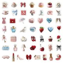 50张水彩贴纸，可爱贴纸，情人节贴纸，萌宠贴纸，花卉贴纸，防水乙烯基贴纸，适用于水瓶、电脑、笔记本电脑、手机、行李箱、笔记本、冰箱等。