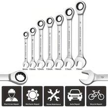 All-In-One Automotive Wrench Set With 7 Sizes, Durable Ratchet Design Perfect For Car Enthusiasts, Home Handymen & Christmas Gifts For Him - Silver - View 1