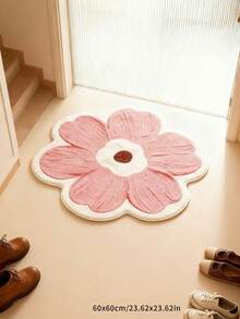 1pc Dopamine Floral Patterned Decorative Carpet, Collapsible, Easy To Clean, Washable. Natural And Comfortable Carpet, Bedside Carpet, Bedroom Carpet, Study Carpet, Living Room Carpet, Home Decor Carpet