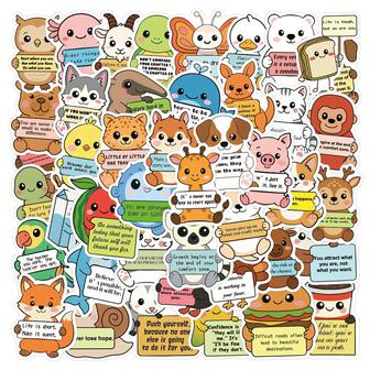 60 pegatinas inspiracionales con diseños de animales en inglés, pegatinas estéticas de vinilo para decorar cuadernos, diarios, portátiles, parachoques, monopatines, botellas de agua, computadoras, teléfonos