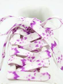 1 Pair Tie-Dye Basic Polyester Shoelaces, Suitable For Outdoor Wear All Seasons - White Purple - View 6