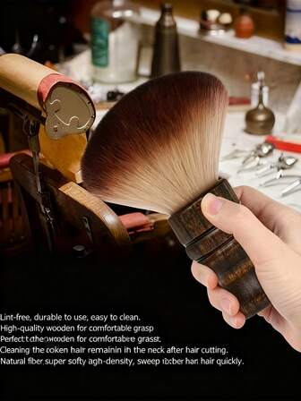 Professional Hairdresser Neck Hair Removal Brush, Featuring Soft Nylon Bristles And An Ergonomic Anti-Slip Beech Wood Handle - A Multi-Functional Facial Hair Removal Tool Suitable For Salons, Barber Shops And Home Beauty Services - Is An Ideal Gift For Men's Hair Accessories And A Dedicated Hair Removal Device For Hair Care.