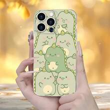 Bonita funda para teléfono Dino Friends Compatible con fundas para teléfonos   17  16 Pro Max  15 Pro Max  13 y  12 Fabricada en material TPU, proporciona protección contra golpes y caídas Es un gran regalo para familiares, amigos, novios, novias, otoño, Día de Muertos y Halloween - transparente - Ver 1