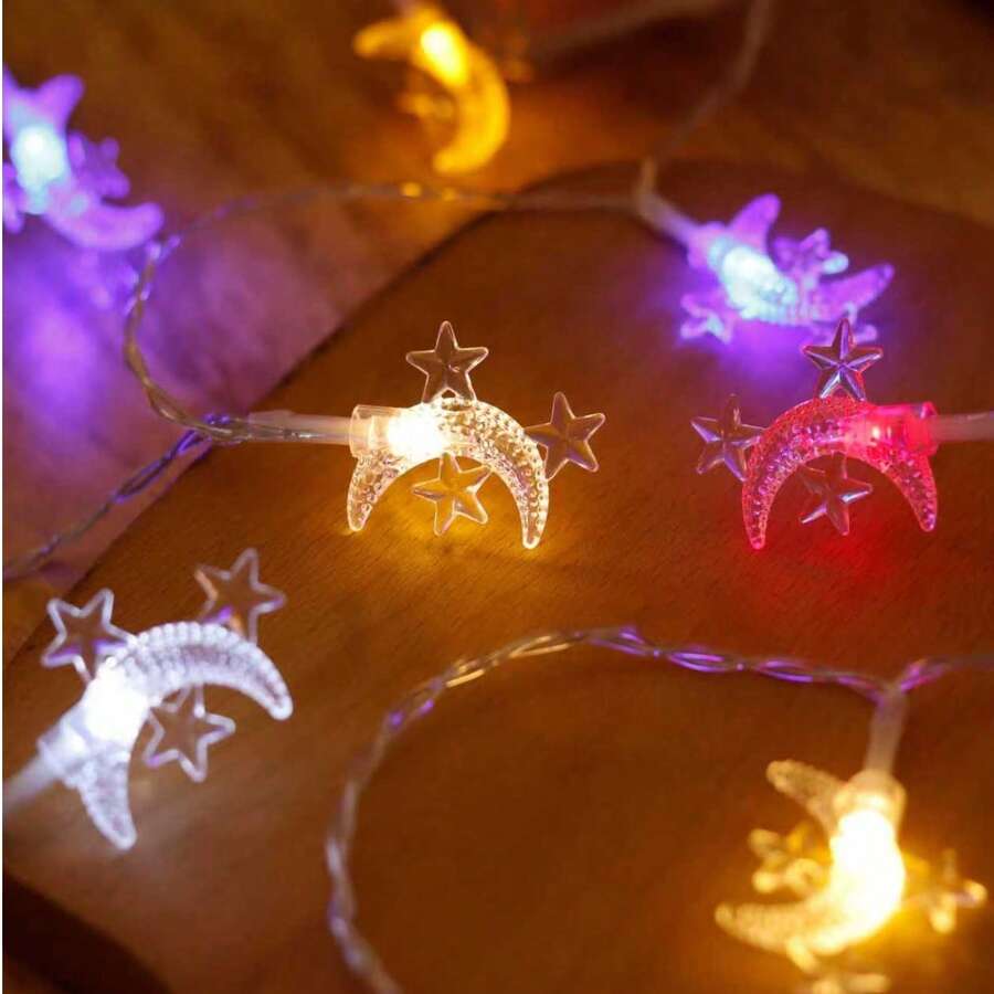 1pc Moon & Star String Lights, Suitable For Wedding, Party, Holiday, Gift, Home Decor, Bedroom Decor, Party Decor, Wall Decor, Birthday Decor, Garden Decor, Festival Decor