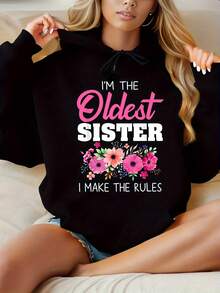 Women's Oldest Sister Shirt I Make The Rules Sister Matching Hoodie - màu đen - Xem 1