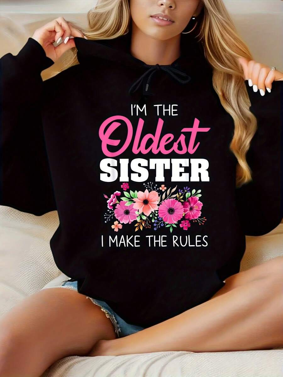Women's Oldest Sister Shirt I Make The Rules Sister Matching Hoodie - màu đen - Xem 1