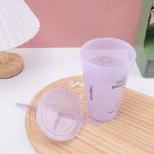 1pc 22oz Plastic Coffee Cup With Straw And Lid, Suitable For Parties, Drinking, Coffee, Mother's Day, Weddings, Birthdays, Bachelorette Parties, Gifts For Wife, Girlfriend, Family, Party Decor And Outdoor Activities - Multicolor - View 6