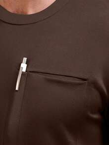 cimmuovere 男士短袖多口袋纯色工作服上衣，护士工作服，牙医保健服，宠物医院，实验室，男士制服，医用制服