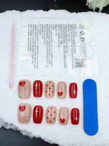 手工制作 10 件套美甲贴片，红色，短梯形，美妆，香氛主题，法式美甲，按压式美甲，新年美甲，情人节美甲，UV 灯美甲，夏季美甲，日常美甲，优雅精致设计，高端法式风格。