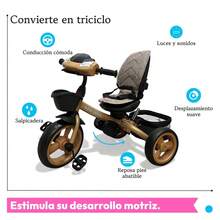 Triciclo 7 en 1 Para Niños Con Luz Sonido y Asiento Giratorio - Caqui - Ver 2
