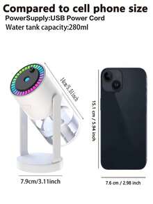 1pc Rotating Starry Sky Air Humidifier & Aroma Diffuser, 280ml, Compact & Quiet, Suitable For Women's Skincare Hydration, Bedroom, Car And Home Humidification, No Battery Required